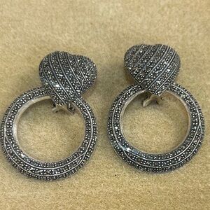 Judith Jack marcasite heart hoops